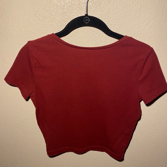 Red V-Neck Crop Top - Picture 2 of 2